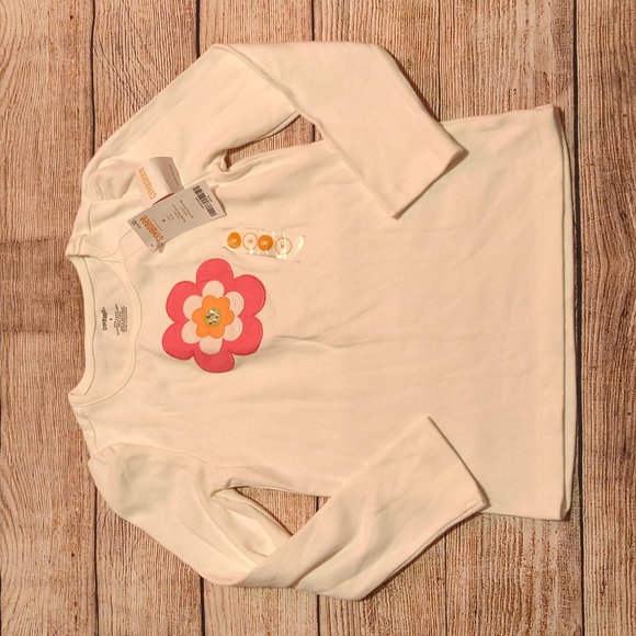Brand New Gymboree White Long Sleeve Size 6 Shirt With Flower Accent - Picture 1 of 4